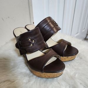 Liz Claiborne Brown Wedge Sandals